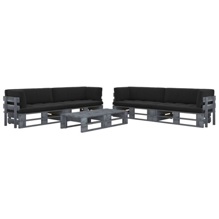 6-tlg. Paletten-Lounge-Set Grau Imprägniertes Kiefernholz