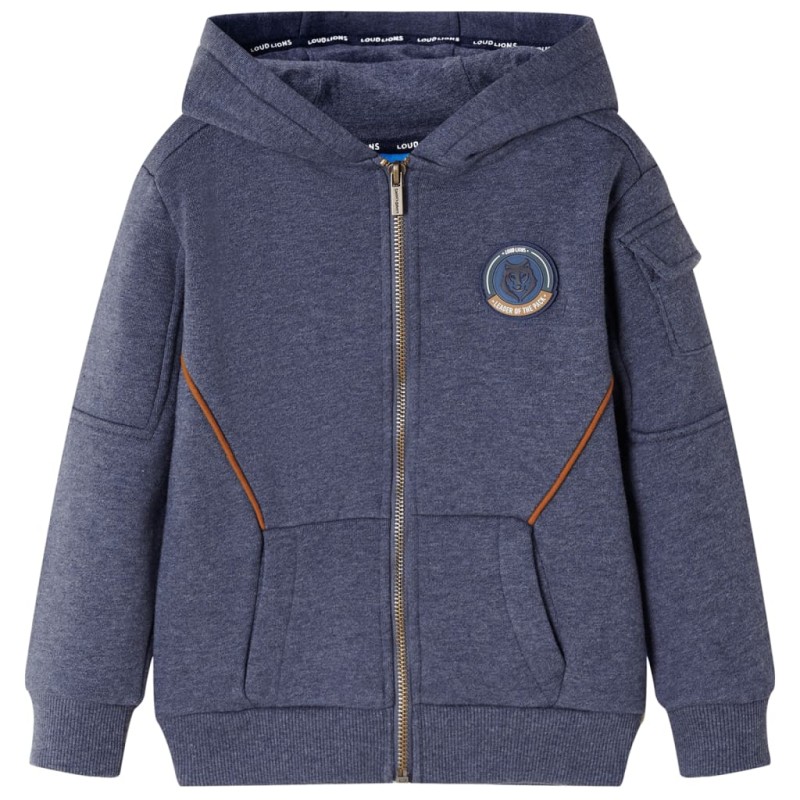 Kinder-Kapuzenpullover mit Reißverschluss Dunkelblau Melange 104 Kinder-Kapuzenpullover mit Reißverschluss Dunkelblau Melange 104