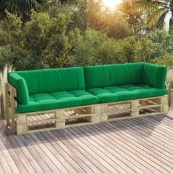 2-Sitzer-Palettensofa mit Kissen Grün Imprägniertes Kiefernholz