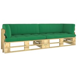 2-Sitzer-Palettensofa mit Kissen Grün Imprägniertes Kiefernholz