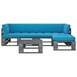 4-tlg. Paletten-Lounge-Set Grau Imprägniertes Kiefernholz