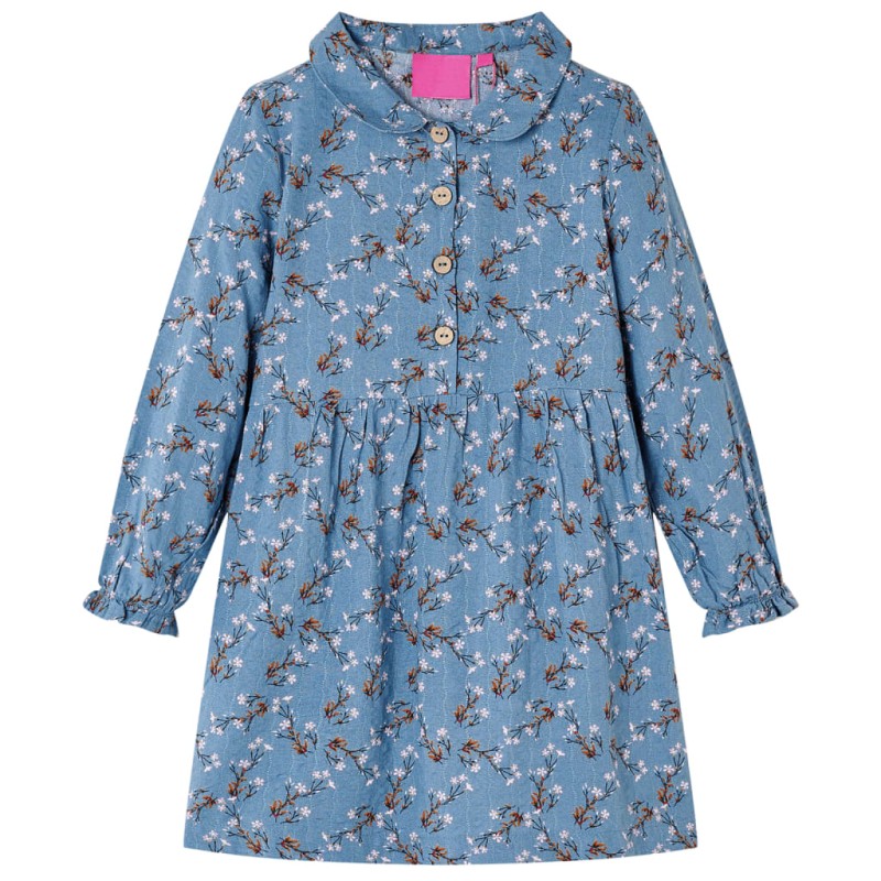 Kinderkleid mit Langen Ärmeln Petrolblau 140 Kinderkleid mit Langen Ärmeln Petrolblau 140