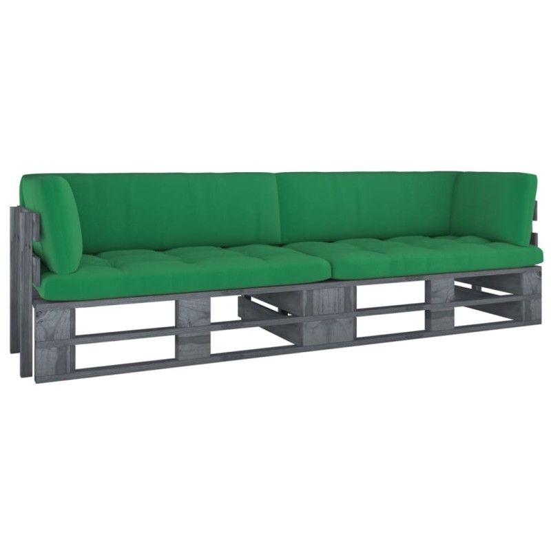 vidaXL 2-Sitzer-Palettensofa mit Kissen Grau Imprägniertes Kiefernholz vidaXL 2-Sitzer-Palettensofa mit Kissen Grau Imprägniertes Kiefernholz