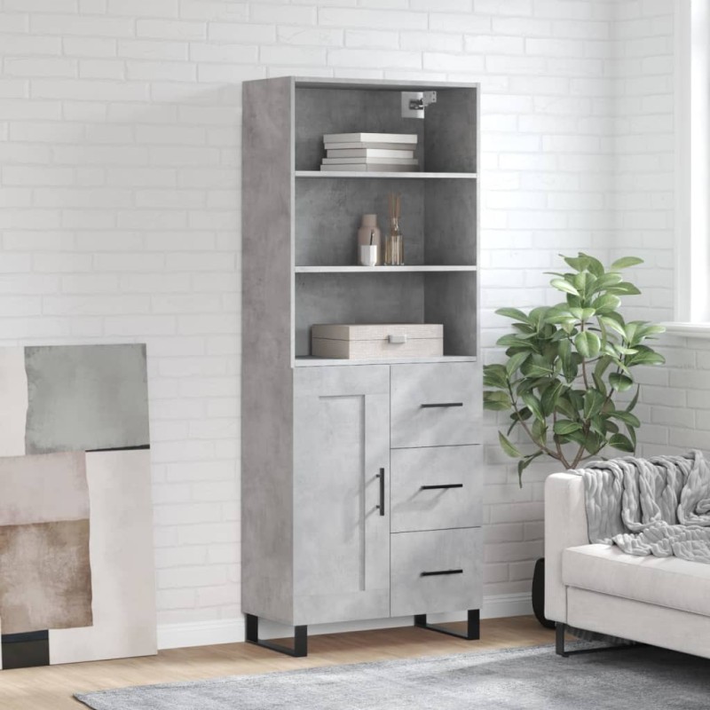 Highboard Betongrau 69,5x34x180 cm Holzwerkstoff Highboard Betongrau 69,5x34x180 cm Holzwerkstoff