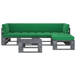 4-tlg. Paletten-Lounge-Set Grau Imprägniertes Kiefernholz