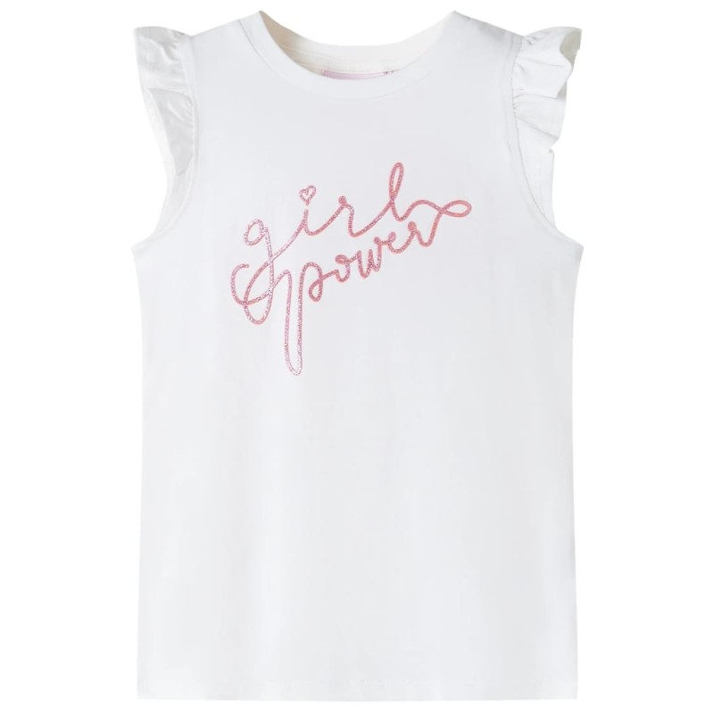 Kinder-T-Shirt mit Rüschenärmeln Ecru 92 Kinder-T-Shirt mit Rüschenärmeln Ecru 92
