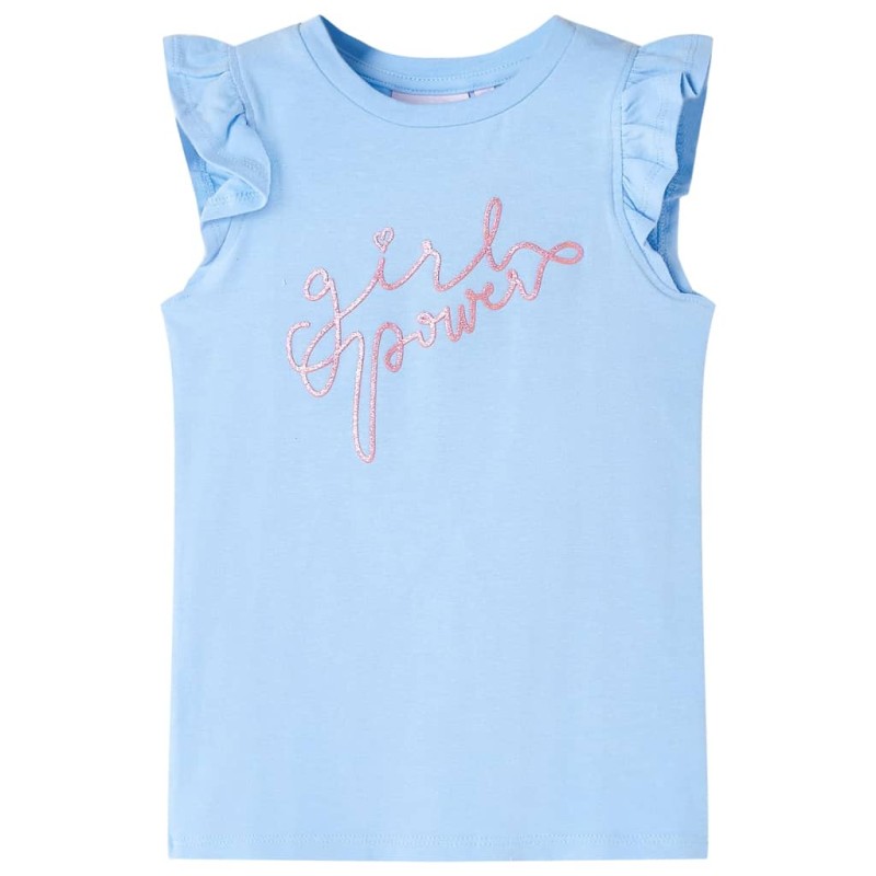 Kinder-T-Shirt mit Rüschenärmeln Hellblau 104 Kinder-T-Shirt mit Rüschenärmeln Hellblau 104