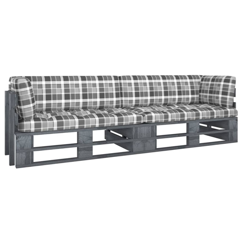 2-Sitzer-Palettensofa mit Kissen Grau Imprägniertes Kiefernholz 2-Sitzer-Palettensofa mit Kissen Grau Imprägniertes Kiefernholz