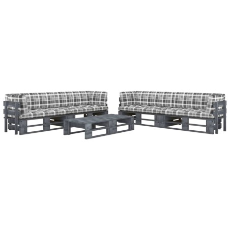 6-tlg. Paletten-Lounge-Set Grau Imprägniertes Kiefernholz