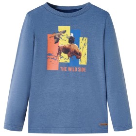 Kinder-Langarmshirt Blau Melange 128