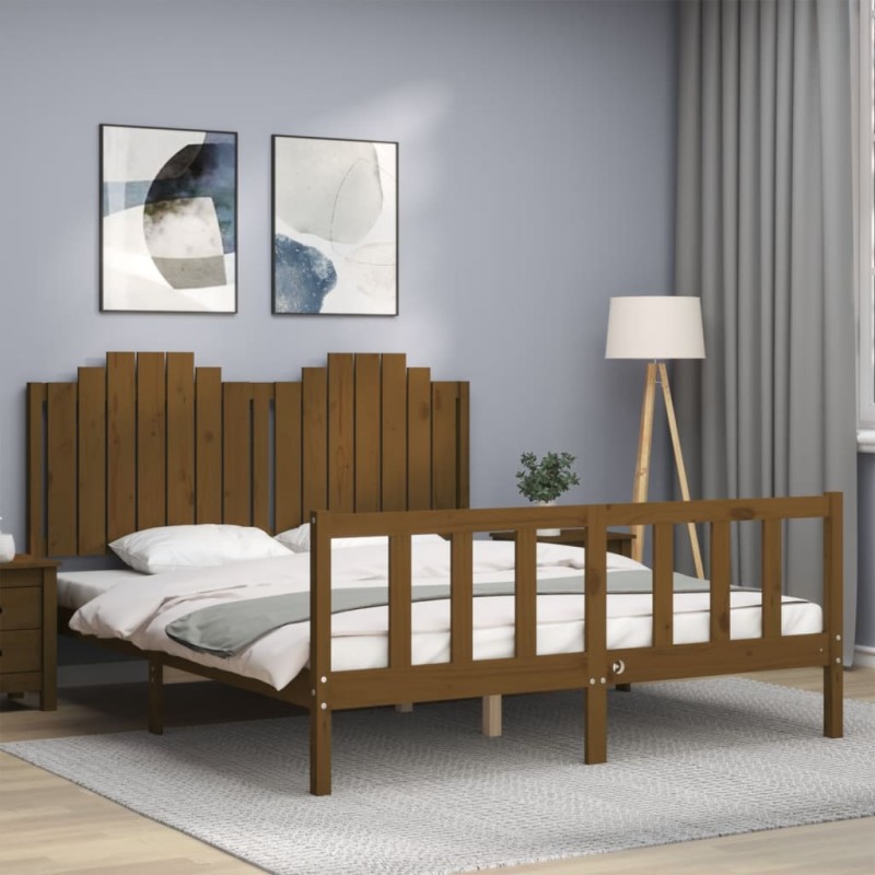 Massivholzbett mit Kopfteil Honigbraun Massivholzbett mit Kopfteil Honigbraun