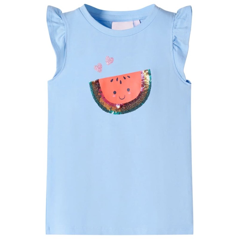 Kinder-T-Shirt mit Rüschenärmeln Hellblau 128 Kinder-T-Shirt mit Rüschenärmeln Hellblau 128