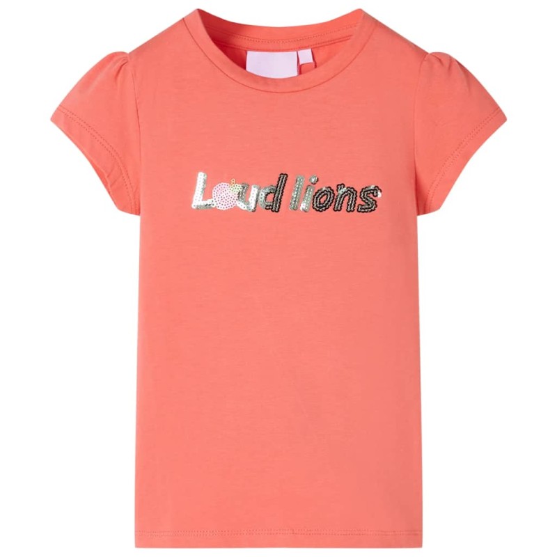 Kinder-T-Shirt mit Flügelärmeln Korallenrosa 128 Kinder-T-Shirt mit Flügelärmeln Korallenrosa 128