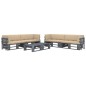 vidaXL 6-tlg. Paletten-Lounge-Set Grau Imprägniertes Kiefernholz vidaXL 6-tlg. Paletten-Lounge-Set Grau Imprägniertes Kiefernholz