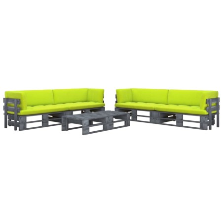 vidaXL 6-tlg. Paletten-Lounge-Set Grau Imprägniertes Kiefernholz