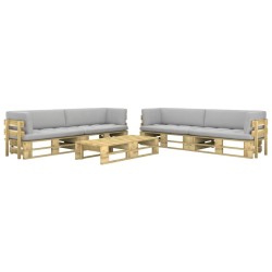 6-tlg. Paletten-Lounge-Set Grün Imprägniertes Kiefernholz