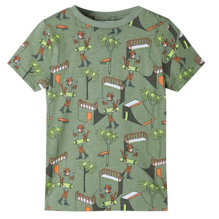 Kinderpyjama mit Kurzen Ärmeln Hellkhaki 128
