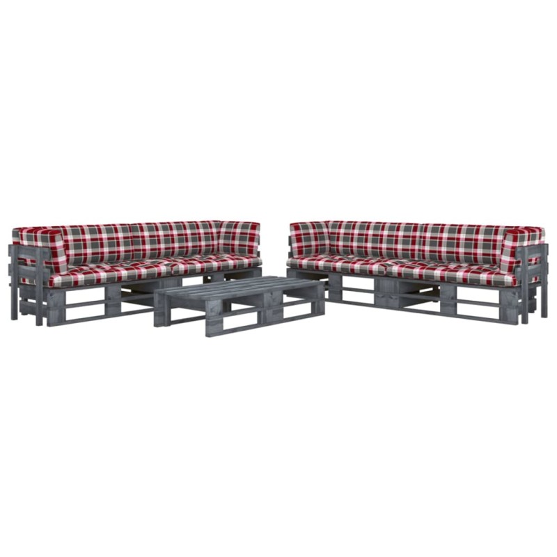 vidaXL 6-tlg. Paletten-Lounge-Set Grau Imprägniertes Kiefernholz vidaXL 6-tlg. Paletten-Lounge-Set Grau Imprägniertes Kiefernholz