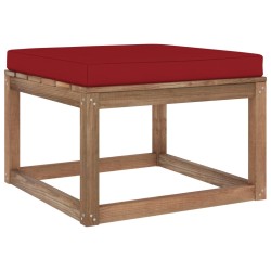 Outdoor-Fußhocker mit Kissen in Weinrot