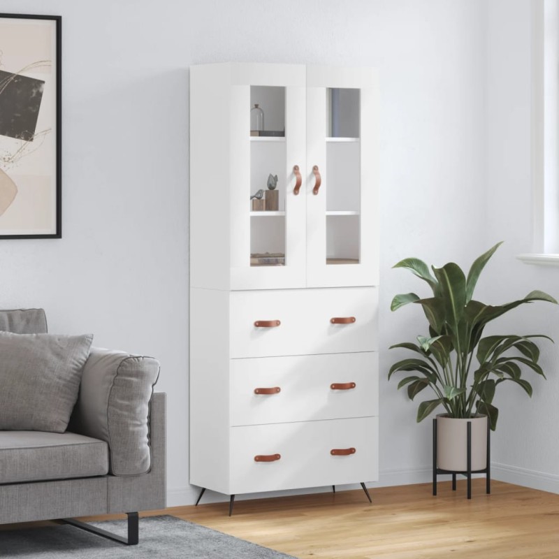 Highboard Hochglanz-Weiß 69,5x34x180 cm Holzwerkstoff Highboard Hochglanz-Weiß 69,5x34x180 cm Holzwerkstoff