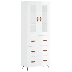 Highboard Hochglanz-Weiß 69,5x34x180 cm Holzwerkstoff