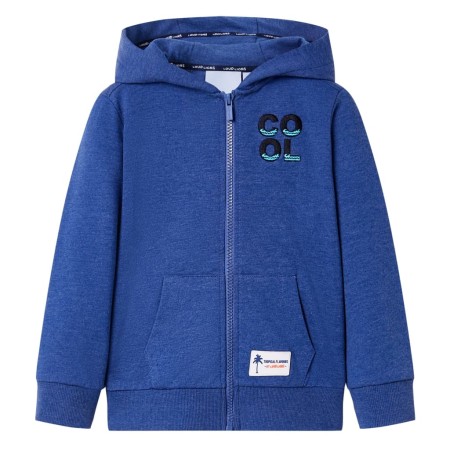 Kinder-Kapuzenpullover mit Reißverschluss Dunkelblau Melange 140