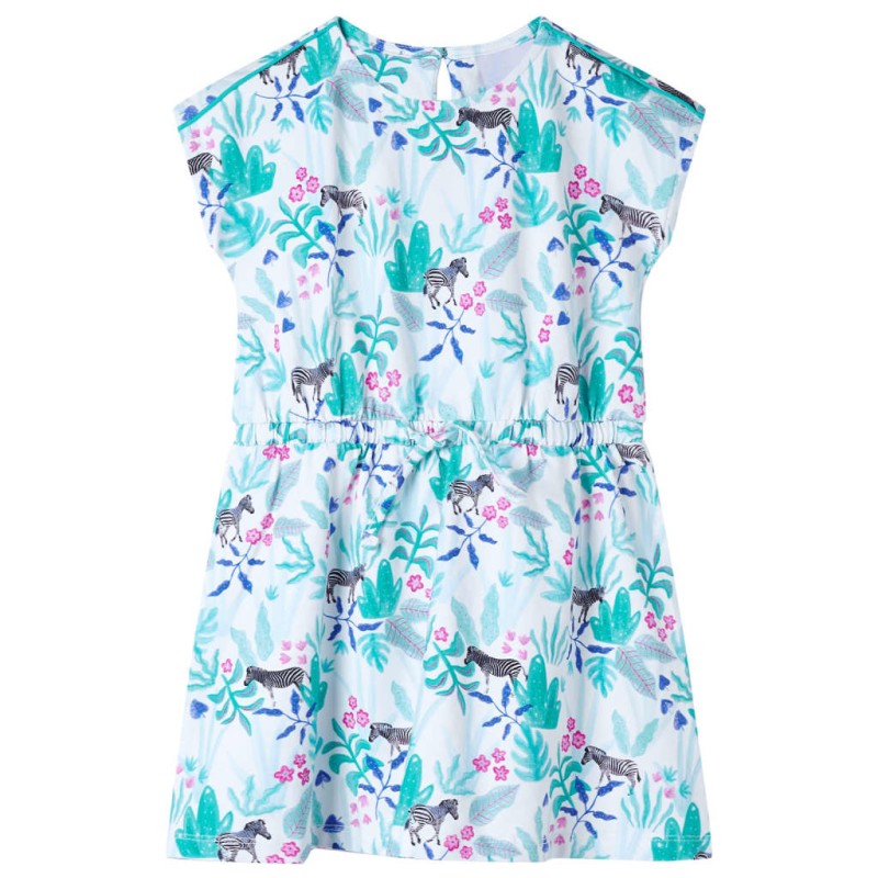 Kinderkleid Ecru und Dunkles Minzgrün 104 Kinderkleid Ecru und Dunkles Minzgrün 104