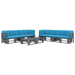 6-tlg. Paletten-Lounge-Set Grau Imprägniertes Kiefernholz