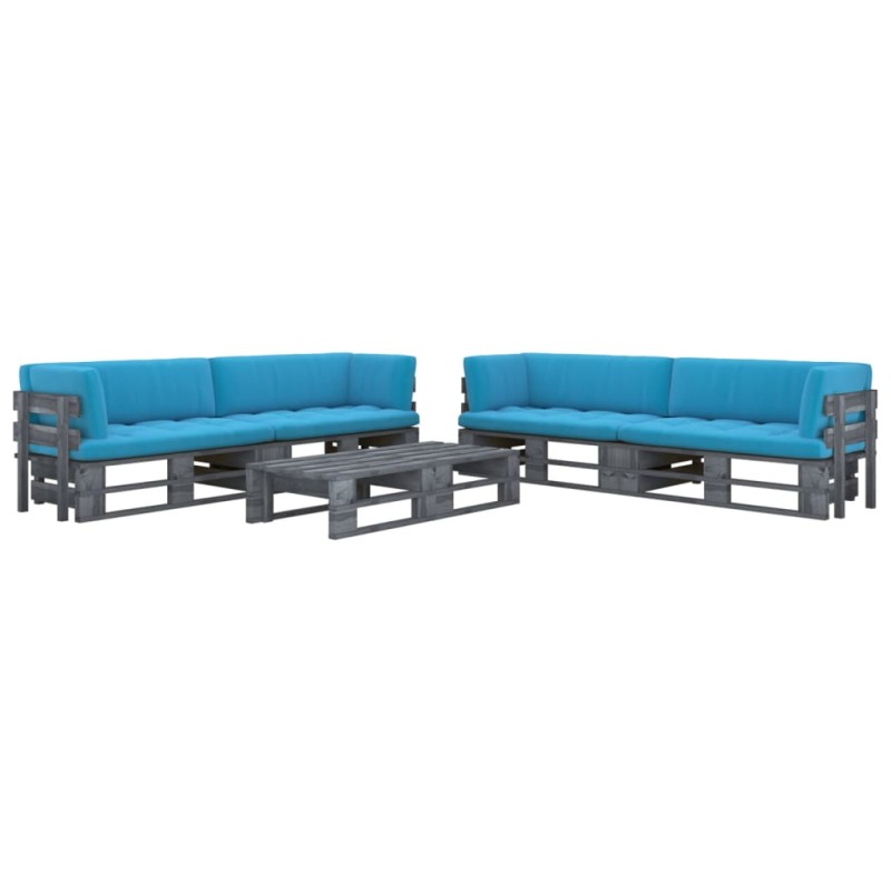 6-tlg. Paletten-Lounge-Set Grau Imprägniertes Kiefernholz 6-tlg. Paletten-Lounge-Set Grau Imprägniertes Kiefernholz