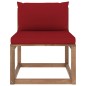 vidaXL Outdoor-Mittelsofa Paletten mit Kissen in Weinrot