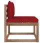 vidaXL Outdoor-Mittelsofa Paletten mit Kissen in Weinrot