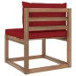 vidaXL Outdoor-Mittelsofa Paletten mit Kissen in Weinrot