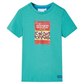 Kinder-Kurzarmshirt Dunkles Minzgrün 92
