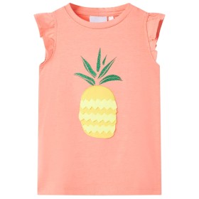 Kinder-T-Shirt Neonkoralle 140