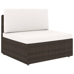6-tlg. Garten-Lounge-Set mit Kissen Braun Poly Rattan