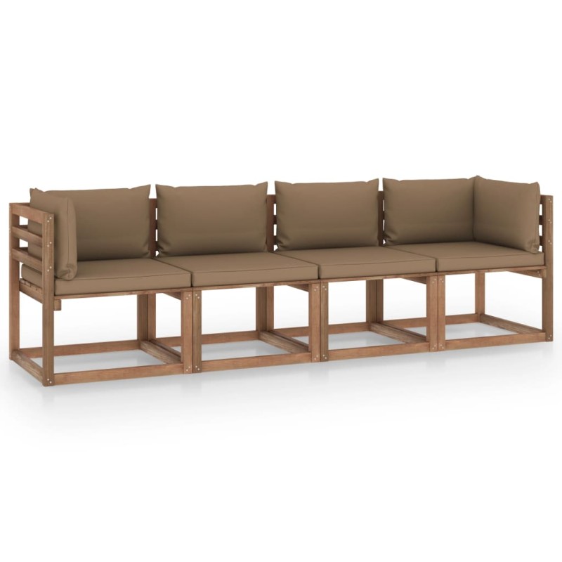 Garten-Palettensofa 4-Sitzer mit Kissen Kiefernholz Garten-Palettensofa 4-Sitzer mit Kissen Kiefernholz