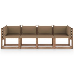 Garten-Palettensofa 4-Sitzer mit Kissen Kiefernholz