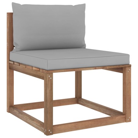 Outdoor-Mittelsofa Paletten mit Kissen in Grau
