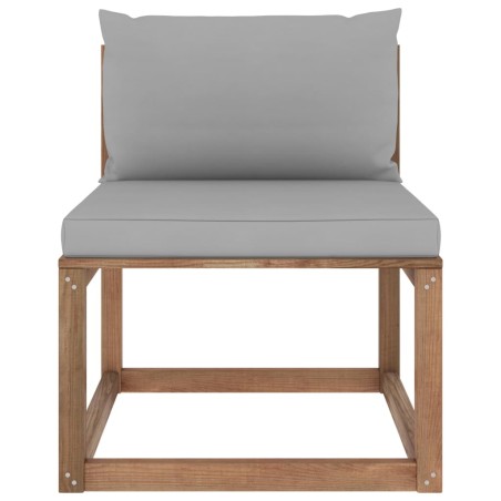 Outdoor-Mittelsofa Paletten mit Kissen in Grau