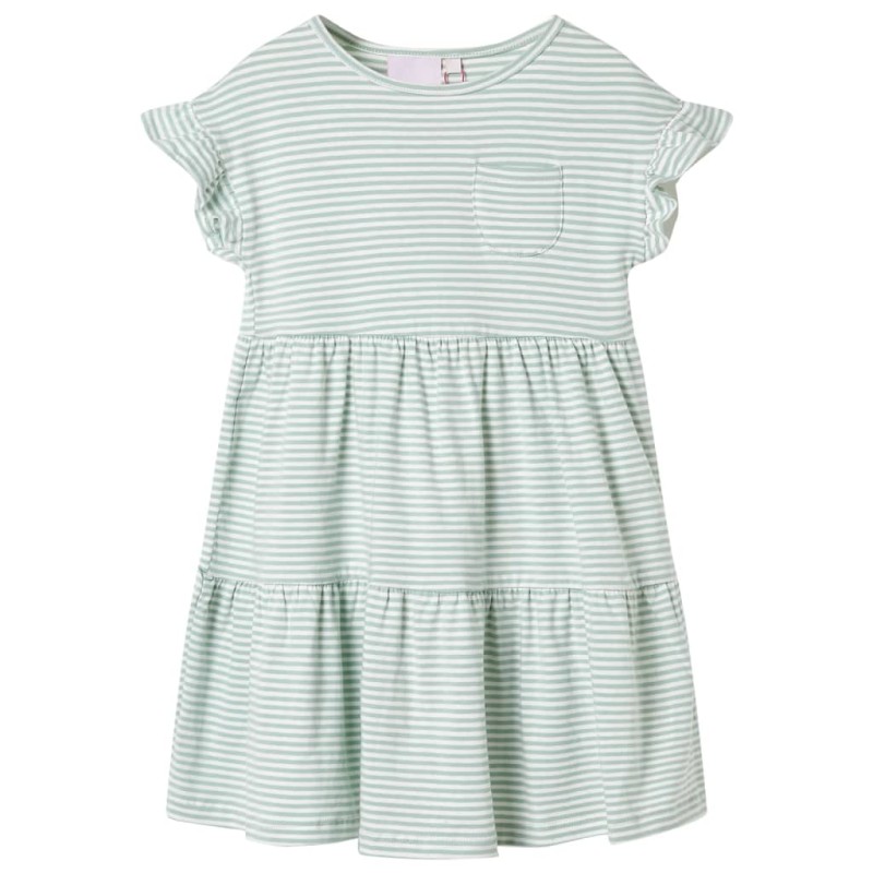 Kinderkleid mit Rüschenärmeln Minzgrün 116 Kinderkleid mit Rüschenärmeln Minzgrün 116