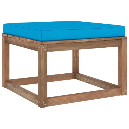 Outdoor-Fußhocker mit Kissen in Hellblau
