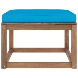 Outdoor-Fußhocker mit Kissen in Hellblau