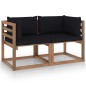 vidaXL Garten-Palettensofa 2-Sitzer mit Kissen in Schwarz Kiefernholz vidaXL Garten-Palettensofa 2-Sitzer mit Kissen in Schwarz Kiefernholz