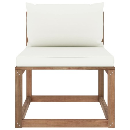 Outdoor-Mittelsofa Paletten mit Kissen in Creme