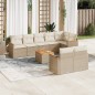 vidaXL 9-tlg. Garten-Sofagarnitur mit Kissen Beige Poly Rattan vidaXL 9-tlg. Garten-Sofagarnitur mit Kissen Beige Poly Rattan
