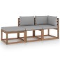 3-tlg. Garten-Lounge-Set aus Paletten mit Kissen Kiefernholz 3-tlg. Garten-Lounge-Set aus Paletten mit Kissen Kiefernholz
