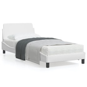 vidaXL Bettgestell mit Kopfteil Weiß 90x200 cm Kunstleder