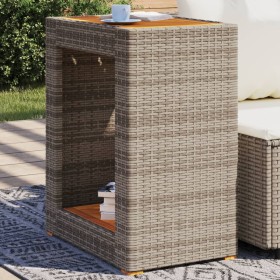 vidaXL Garten-Beistelltisch mit Holzplatte Grau 60x40x75cm Poly Rattan