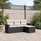 vidaXL 4-tlg. Garten-Sofagarnitur mit Kissen Schwarz Poly Rattan vidaXL 4-tlg. Garten-Sofagarnitur mit Kissen Schwarz Poly Rattan