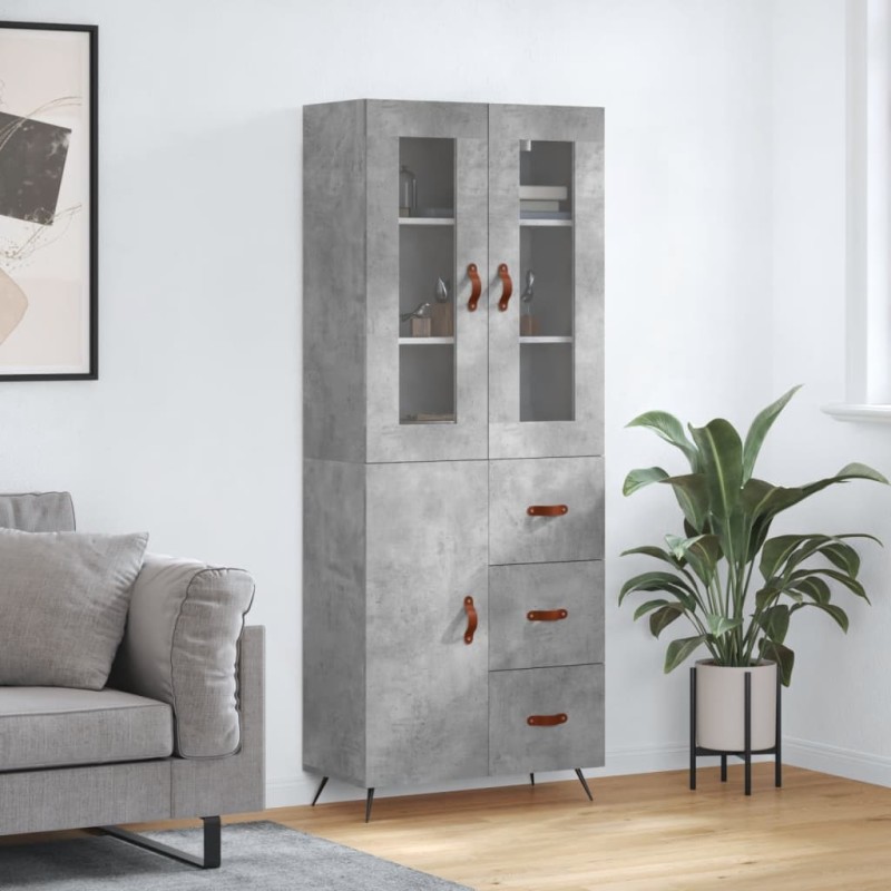 Highboard Betongrau 69,5x34x180 cm Holzwerkstoff Highboard Betongrau 69,5x34x180 cm Holzwerkstoff